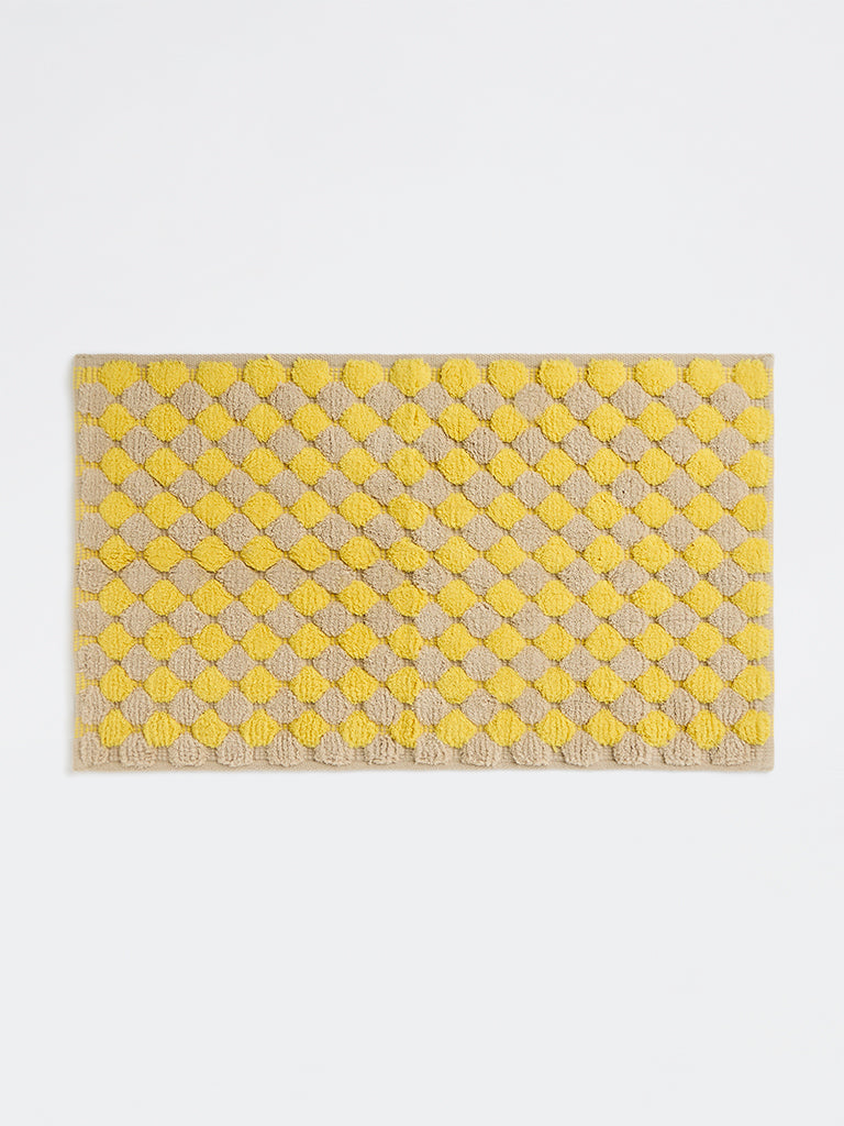 Westside Home Beige and Yellow Popcorn Bathmat