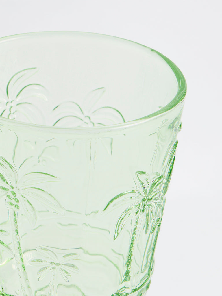 Westside Home Green Palm Tree Textured Wine Glass