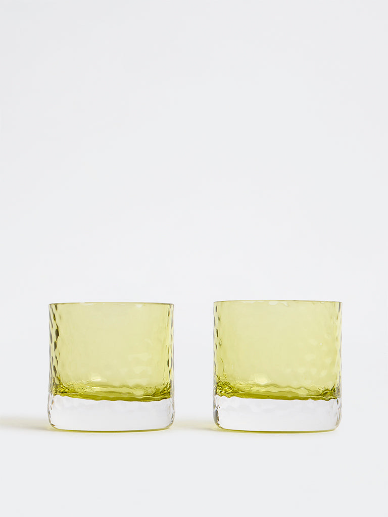 Westside Home Green Textured Glass Votive Holders (Set of 2)