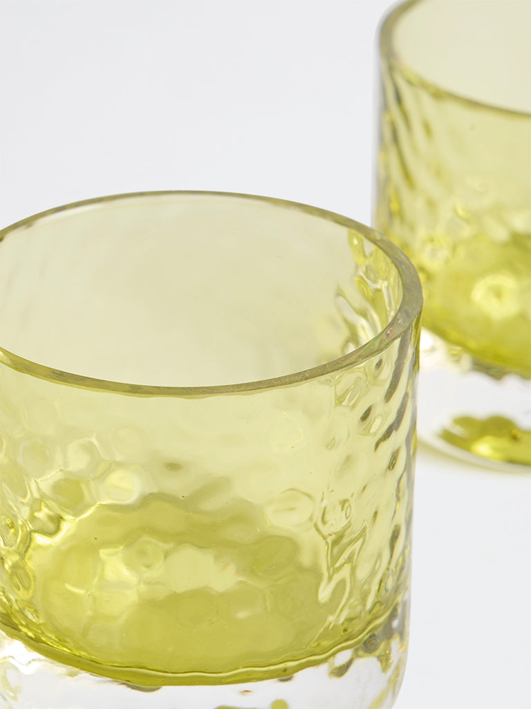 Westside Home Green Textured Glass Votive Holders (Set of 2)