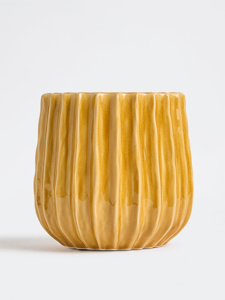 Westside Home Mustard Ribbed Pot