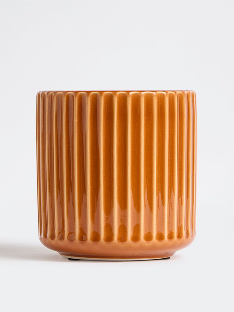 Westside Home Rust Ribbed Ceramic Planter