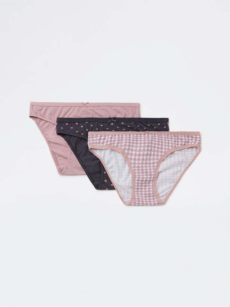Wunderlove 3-Pack Printed Cotton-Blend Bikini Briefs
