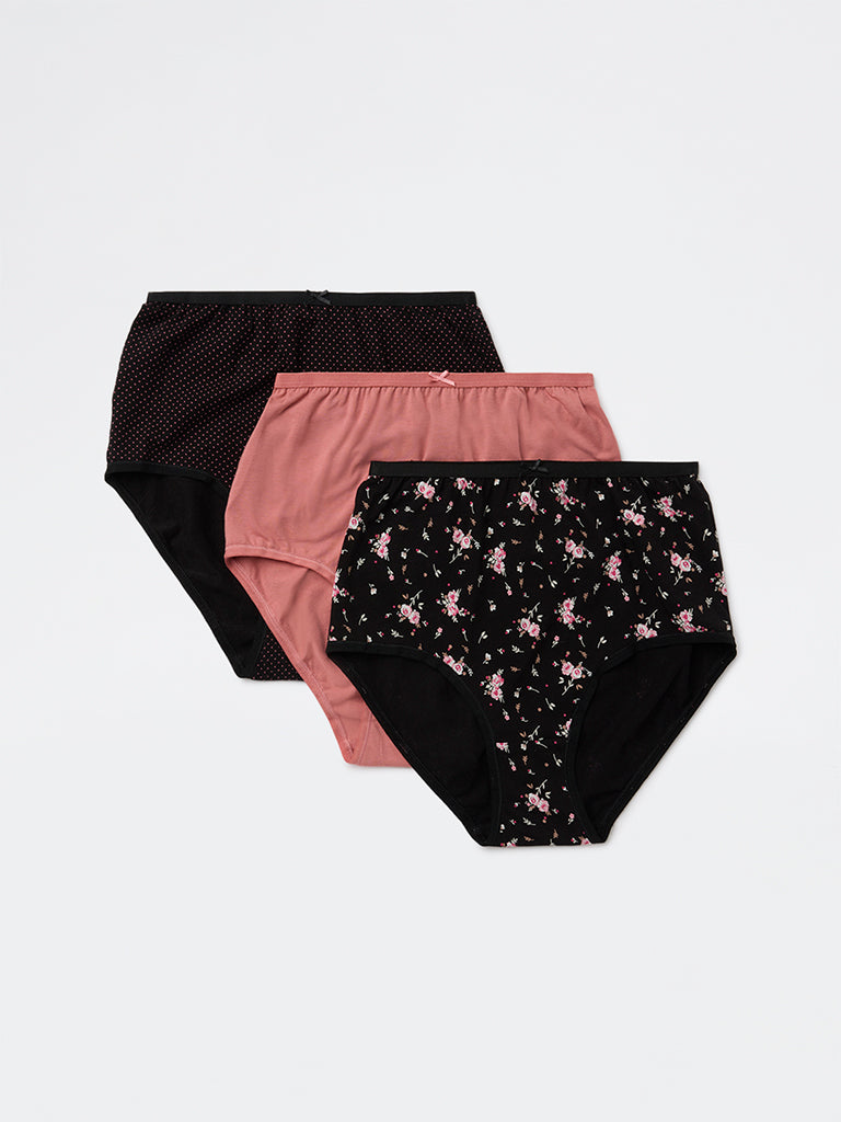 Wunderlove 3-Pack Printed Cotton-Blend Full Briefs