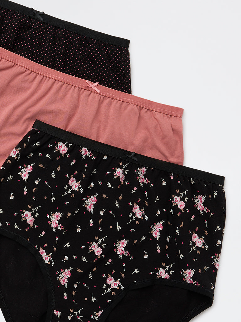 Wunderlove 3-Pack Printed Cotton-Blend Full Briefs