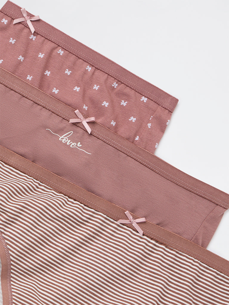 Wunderlove 3-Pack Bikini Cotton-Blend Briefs