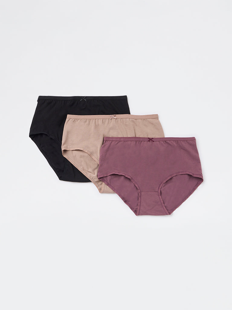 Wunderlove 3-Pack High-Rise Cotton-Blend Full Briefs