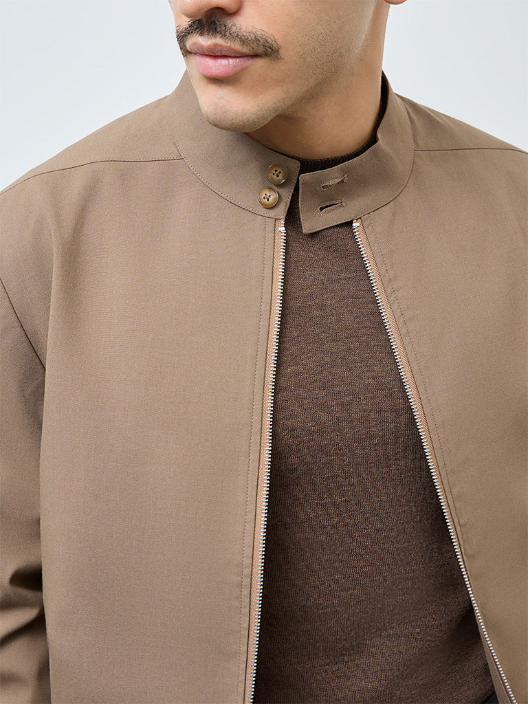 WES Formals Khaki Slim-Fit Jacket