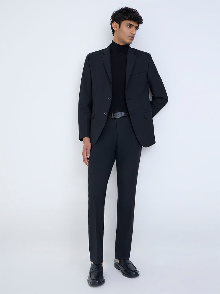 WES Formals Black Slim-Fit Blazer