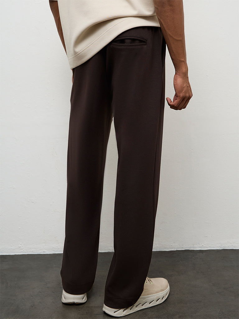 Nuoflexx Brown Relaxed Fit Mid-Rise Pants