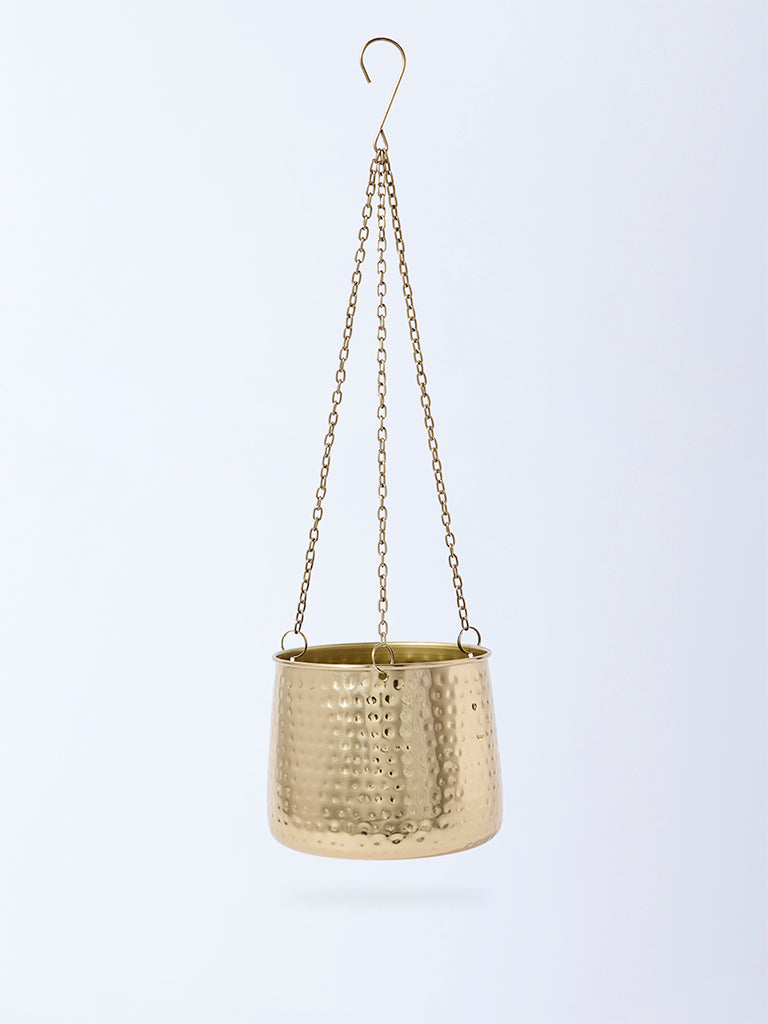 Westside Home Gold Hammered Textured Hanging Planter