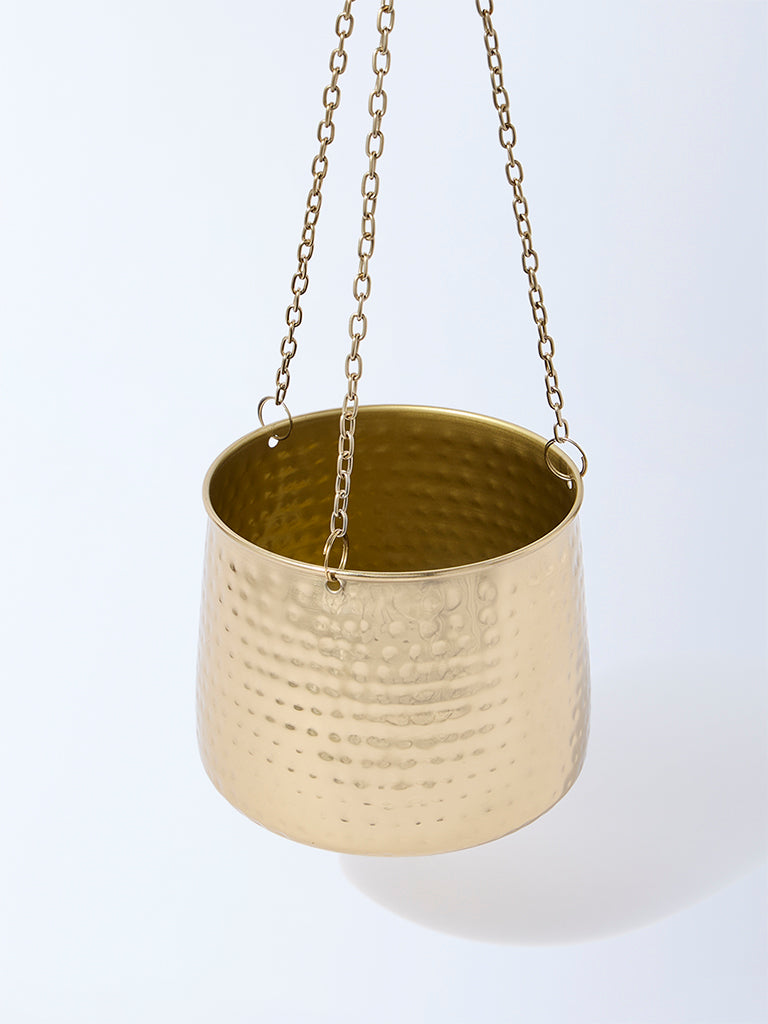 Westside Home Gold Hammered Textured Hanging Planter