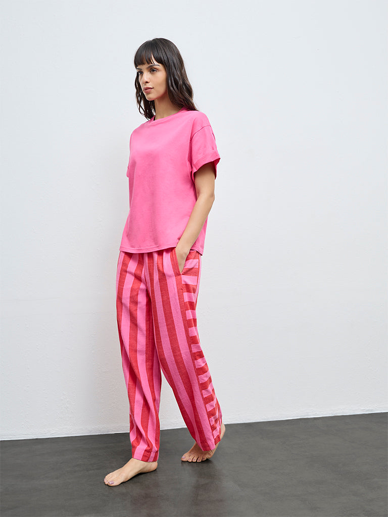 Wunderlove Pink Solid Cotton T-Shirt