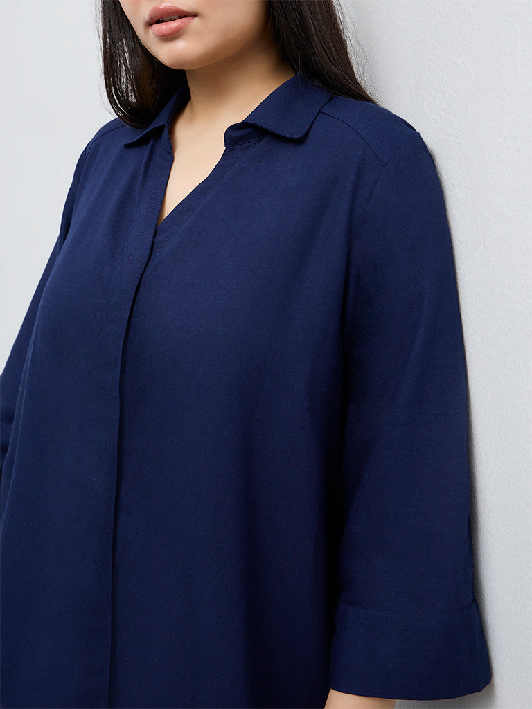 Gia Navy Cotton Shirt