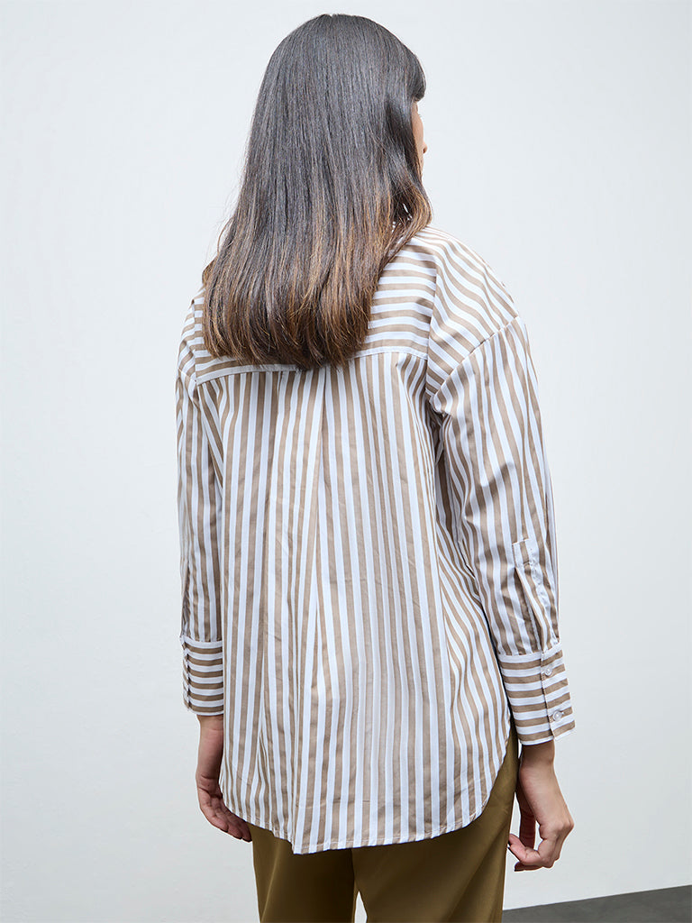 Wardrobe Taupe Stripe Shirt