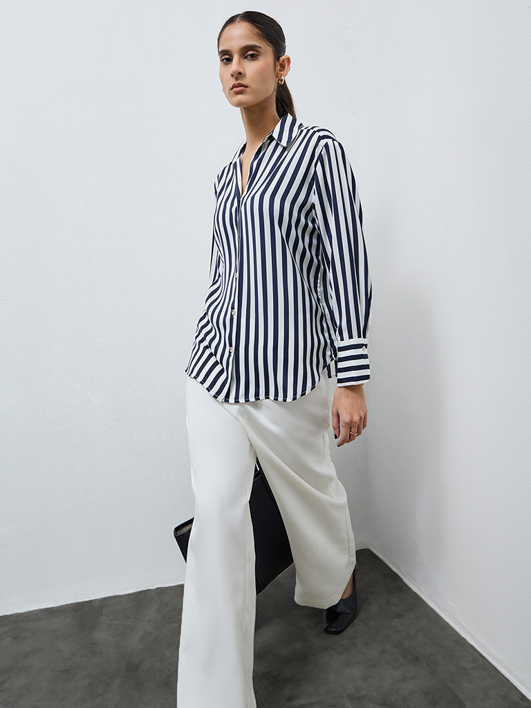Wardrobe Navy Striped Shirt