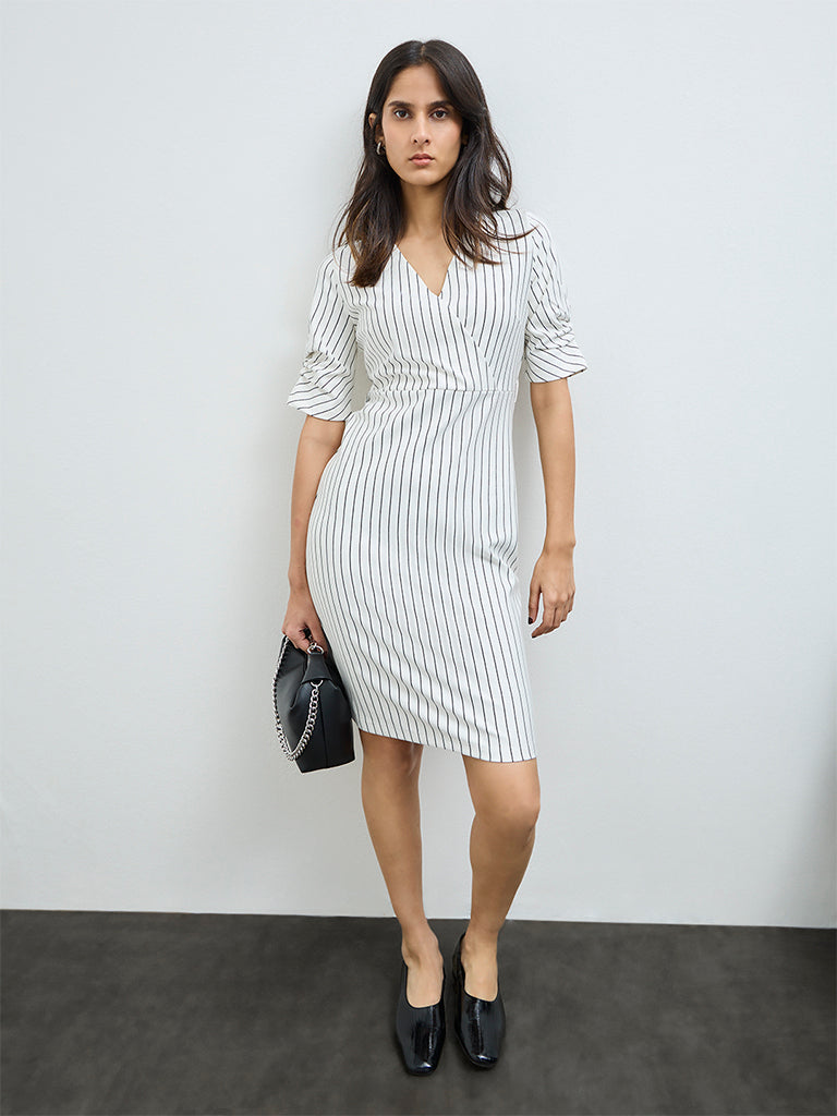 Wardrobe White Striped Bodycon Dress