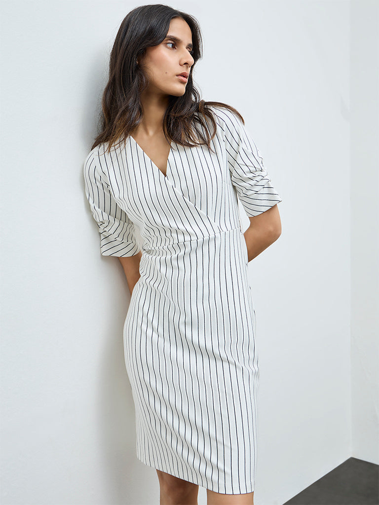 Wardrobe White Striped Bodycon Dress