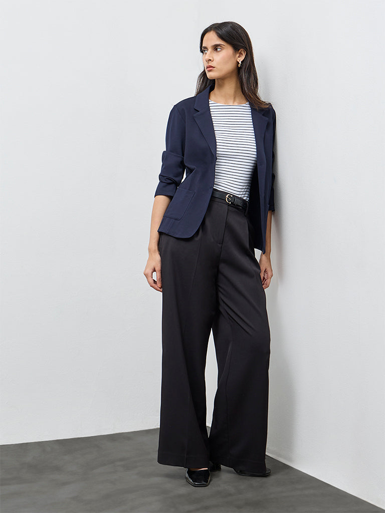 Wardrobe Navy Solid Blazer