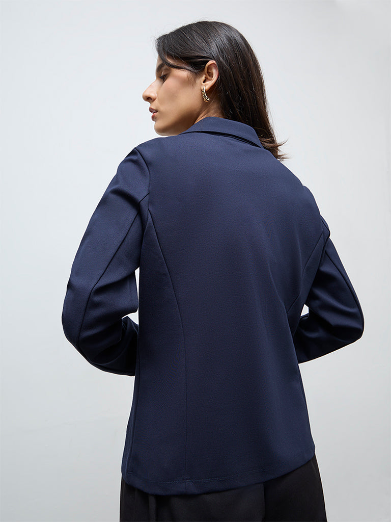 Wardrobe Navy Solid Blazer