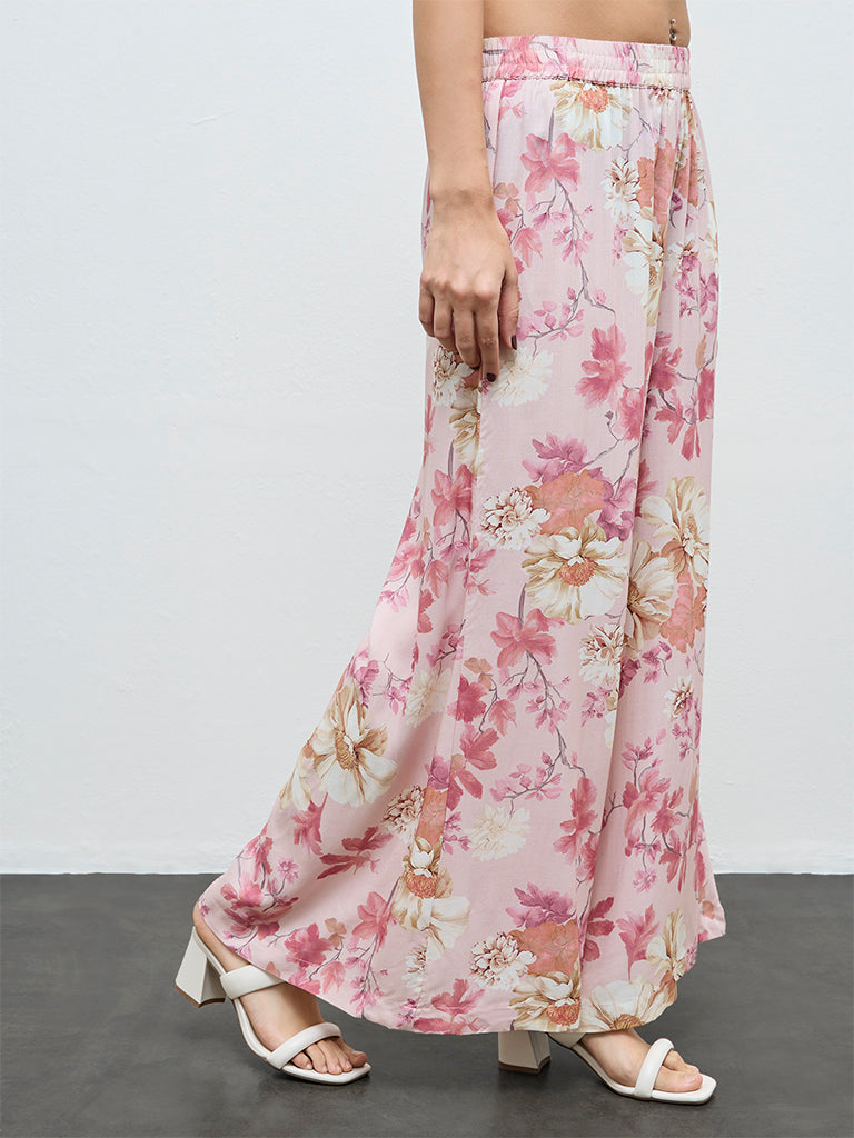 Zuba Pink Floral Printed Pants
