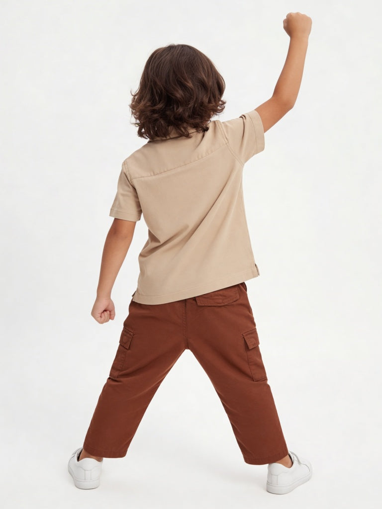 HOP Kids Boys Brown Mid-Rise Cargo Pants
