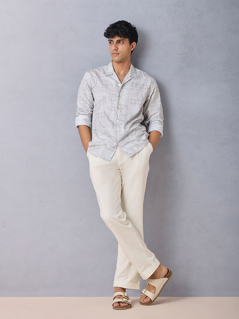 Samoh Printed Grey Shirt
