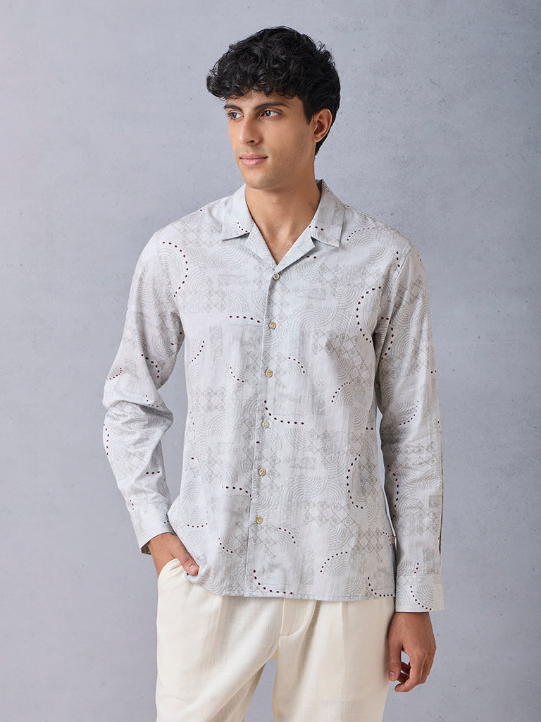 Samoh Printed Grey Shirt