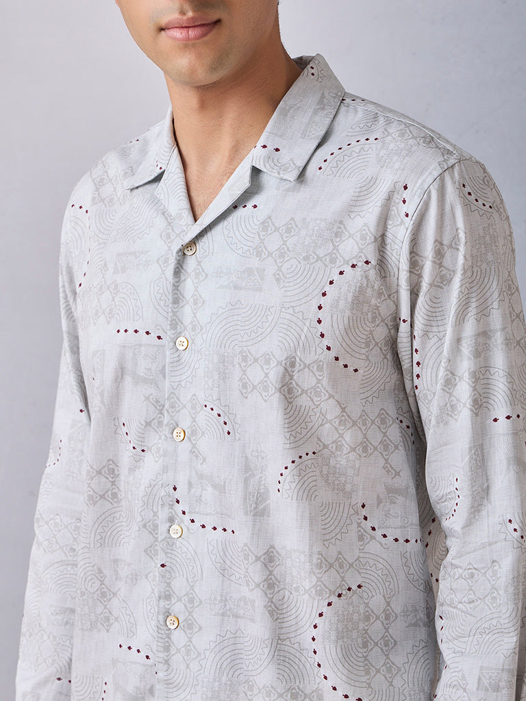 Samoh Printed Grey Shirt