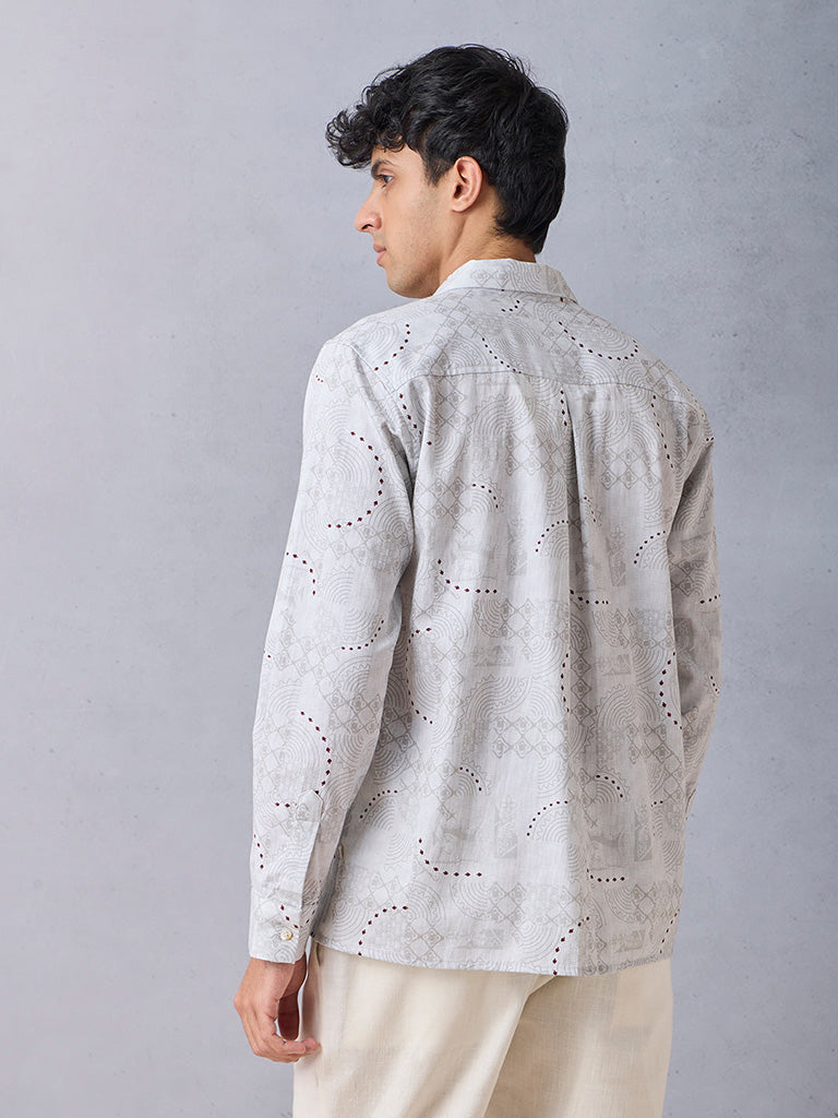 Samoh Printed Grey Shirt
