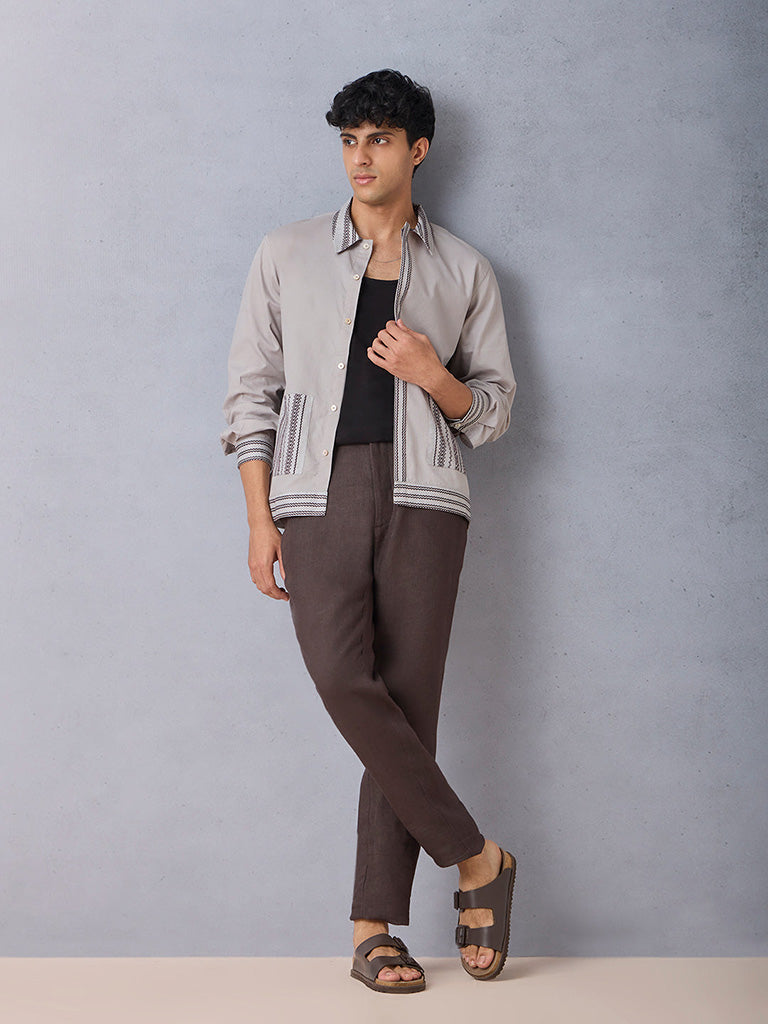 Samoh Printed Grey Shirt
