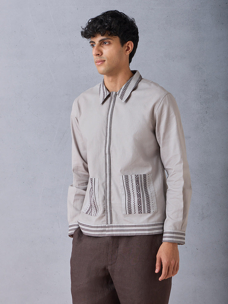 Samoh Printed Grey Shirt