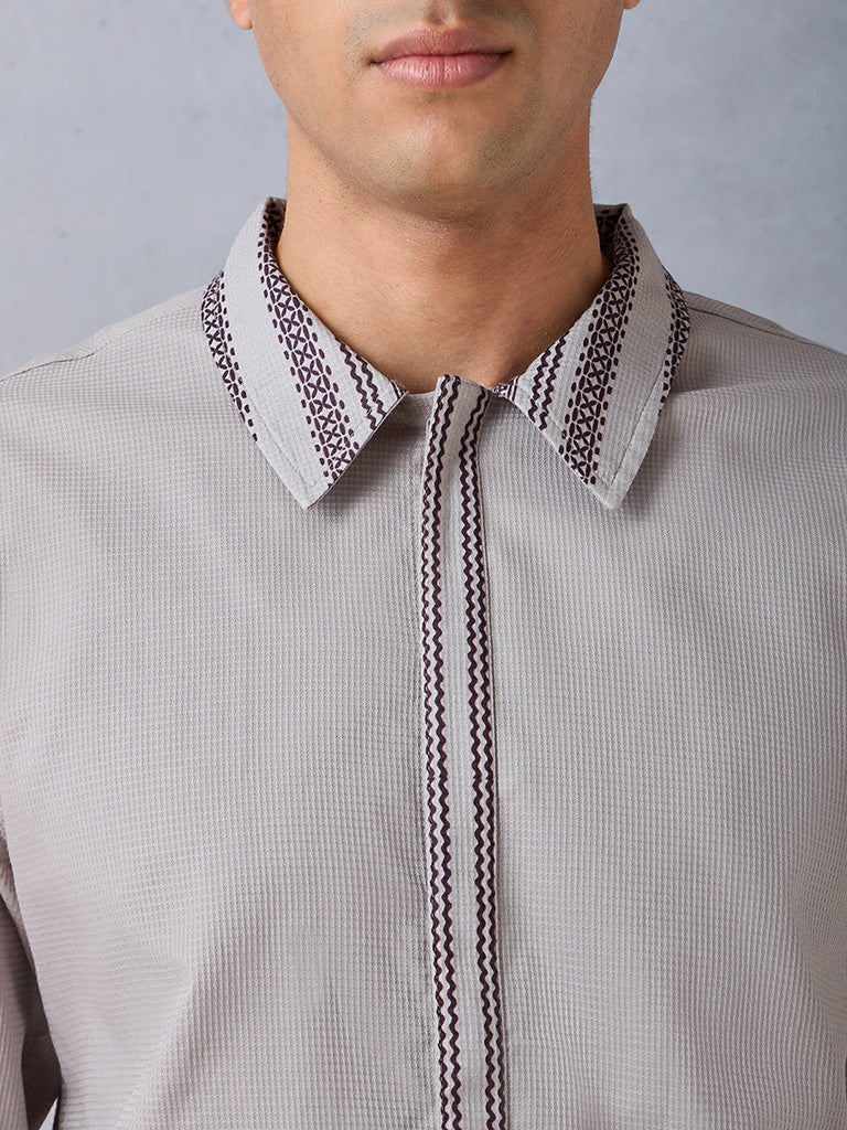 Samoh Printed Grey Shirt