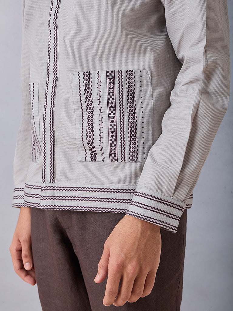 Samoh Printed Grey Shirt