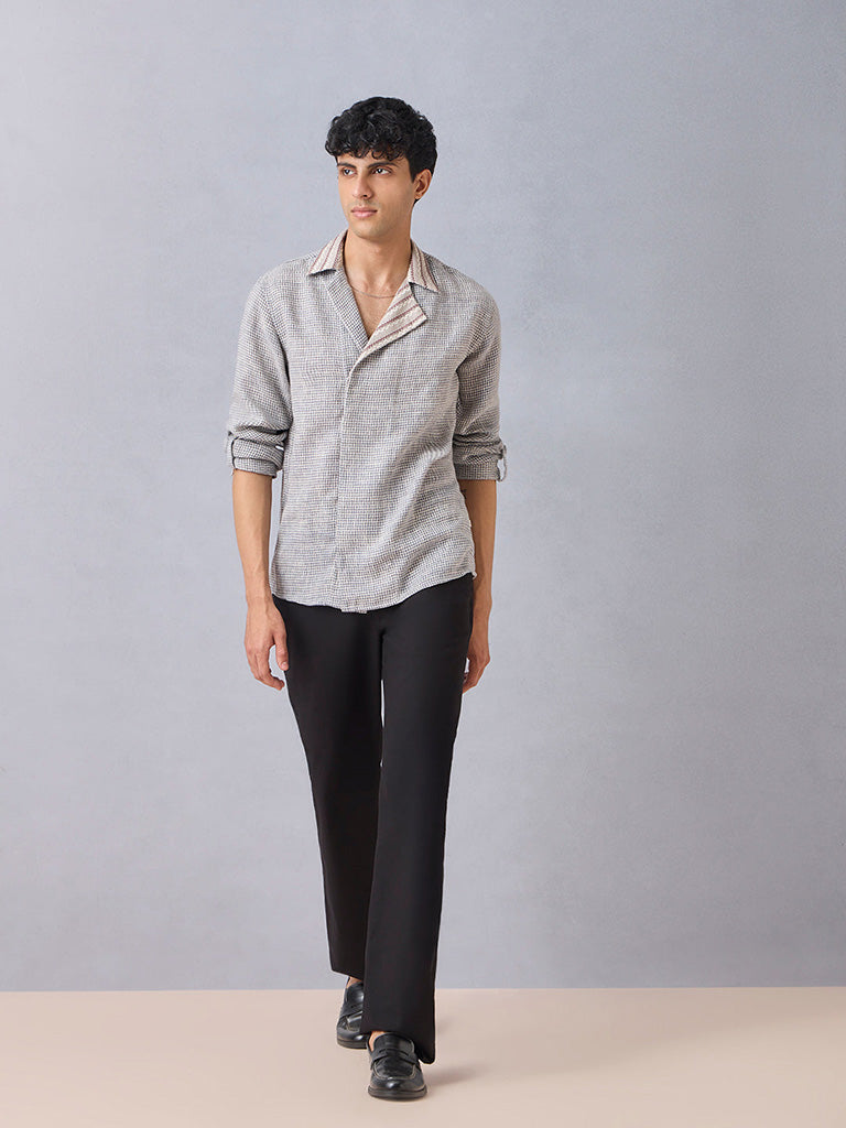 Knit-Textured Grey Shirt