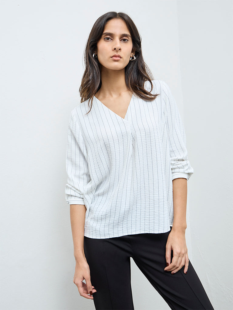 Wardrobe White Striped Blouse