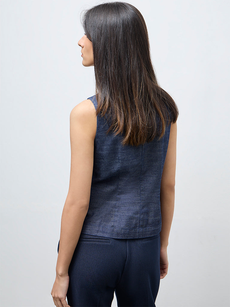 Wardrobe Navy Solid Waistcoat