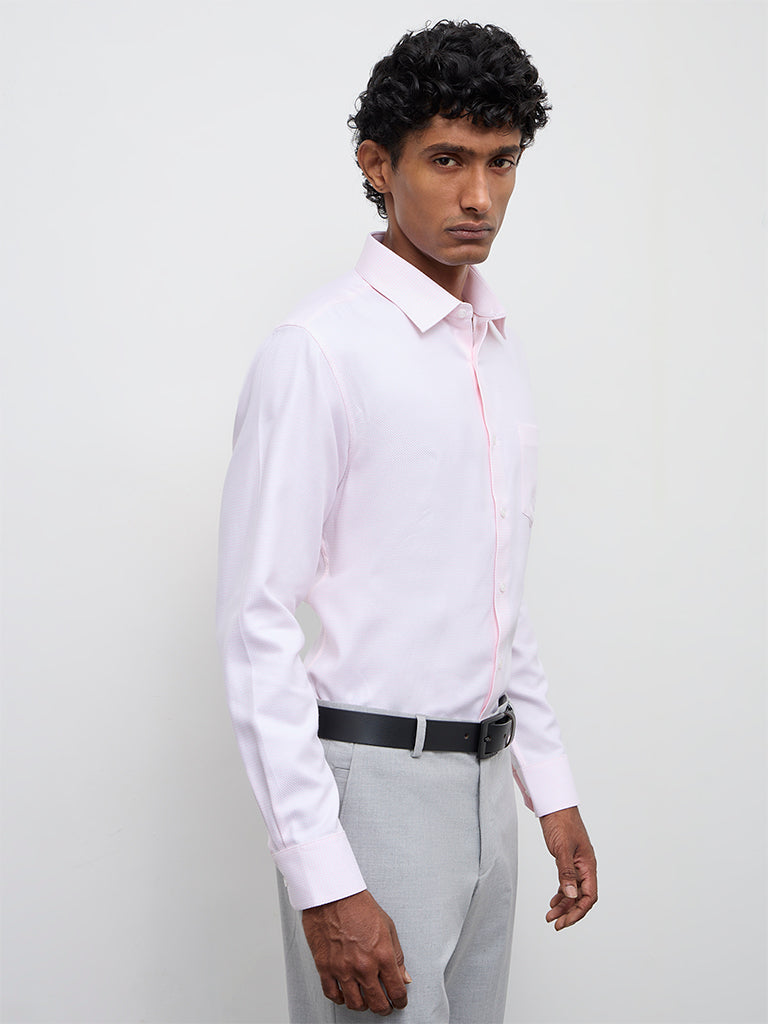 WES Formals Pink Slim-Fit Cotton Shirt