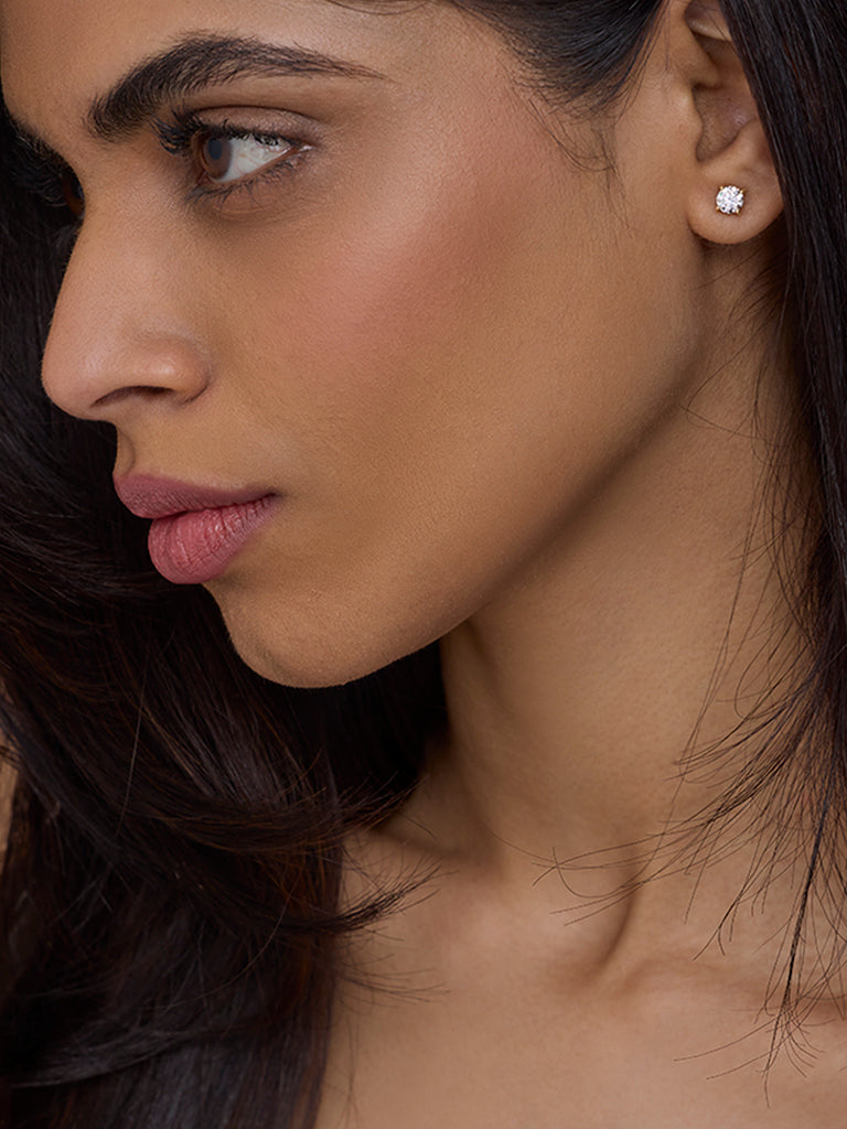Petite Comet Solitaire Lab Diamond Stud Earrings
