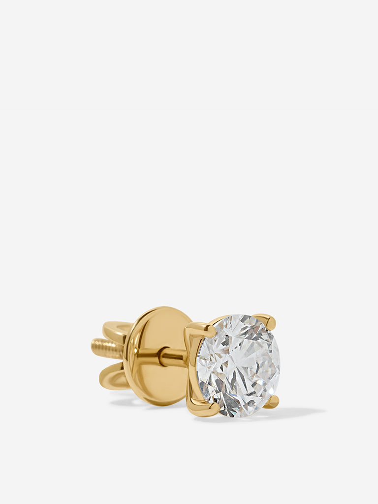 Classic Comet Solitaire Lab Diamond Stud Earring
