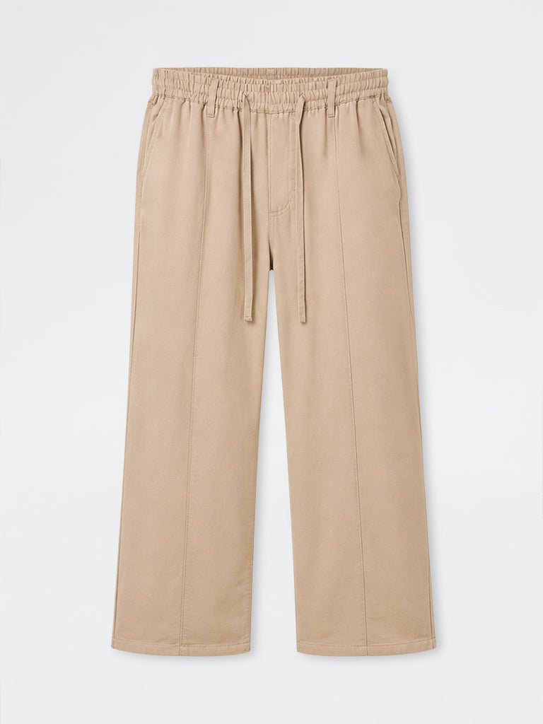 Gia Beige High-Rise Cotton Trousers