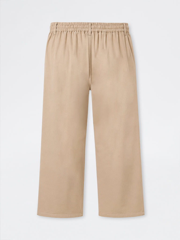 Gia Beige High-Rise Cotton Trousers