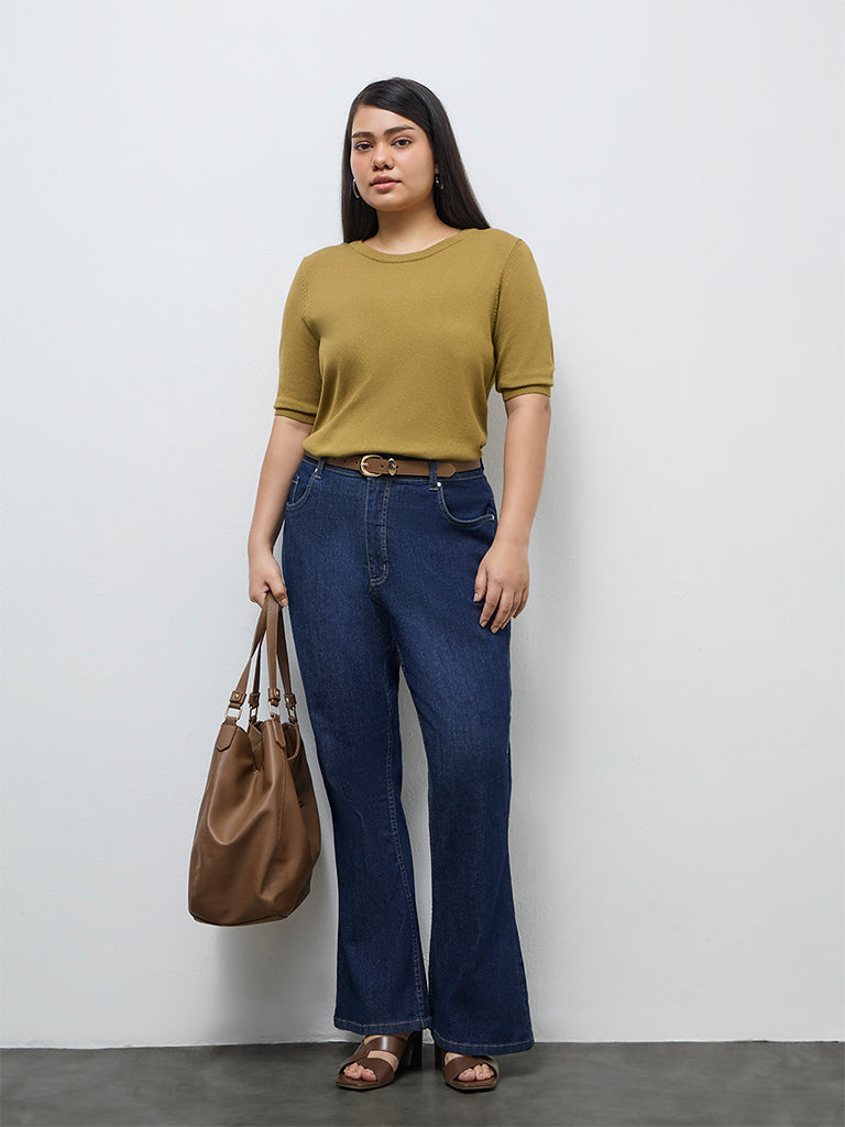 Gia Dark Blue High-Rise Flared Jeans