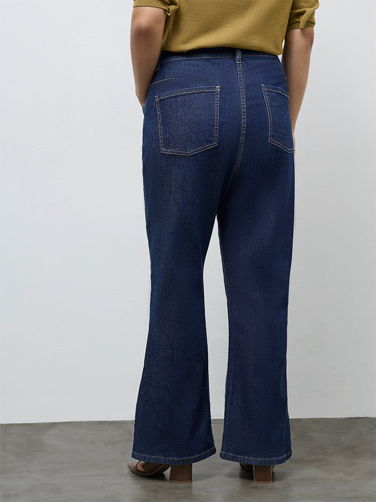 Gia Dark Blue Relaxed-Fit High-Rise Jeans