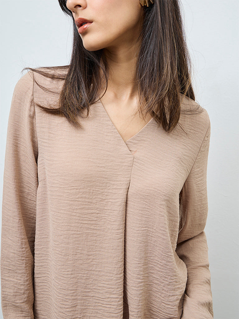 Wardrobe Taupe Solid Blouse