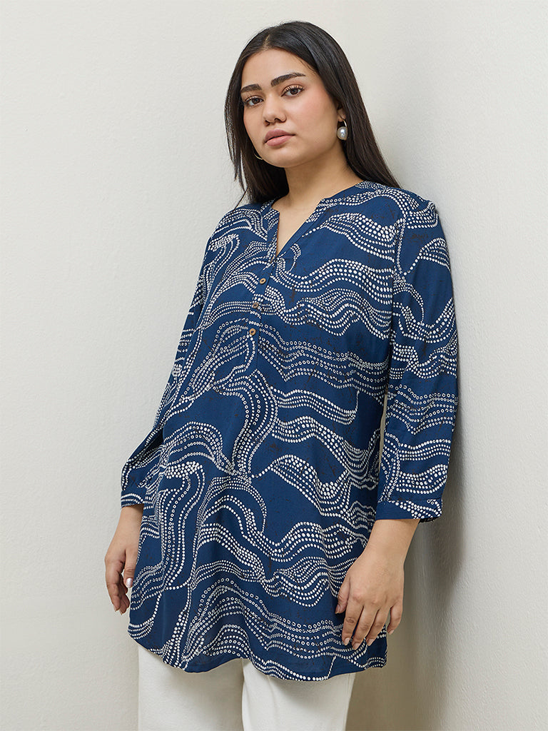Diza Indigo Bandhani Printed Tunic