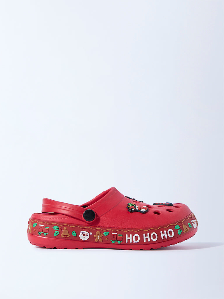 Yellow Red Christmas-Themed Clogs