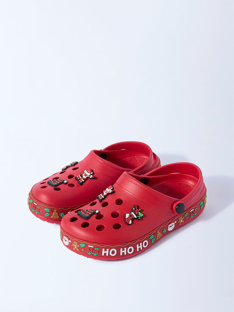 Yellow Red Christmas-Themed Clogs