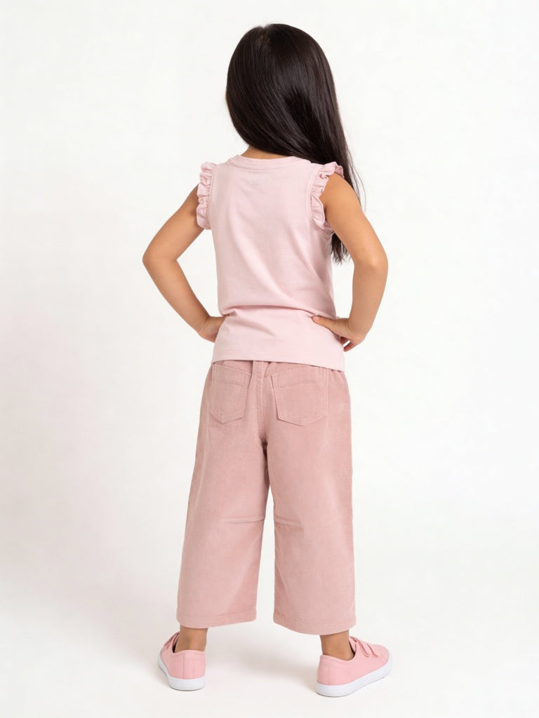 HOP Kids Girls Pink Bow-Detailed Cotton Top