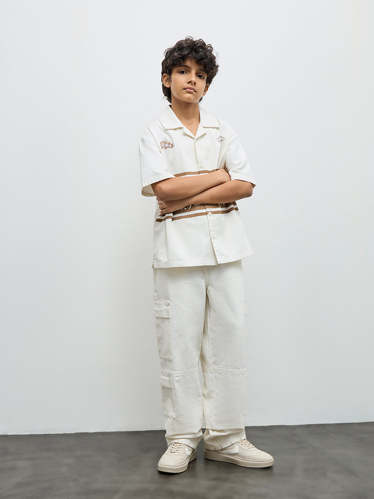 Boys Off-White Mid-Rise Relaxed-Fit Jeans